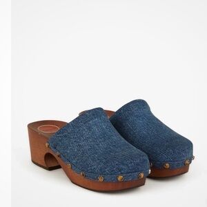 Chloe Aurna Denim Clogs Made in Italy Women’s Size 38 US Size 7.5-8 Jean Shoes